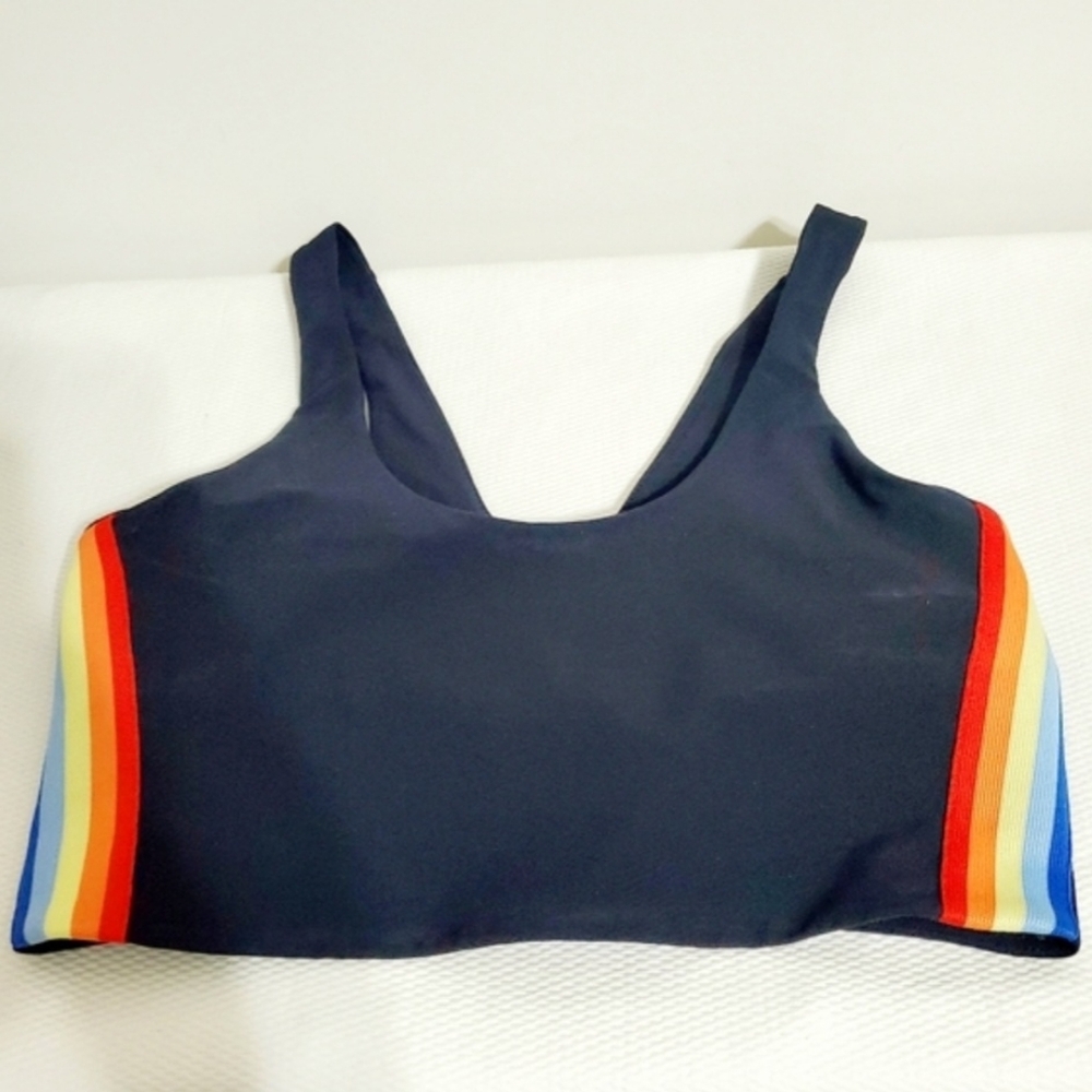 Spiritual Gangster Shakti Brami Rainbow Stripe Sports Bra Black Large - Picture 2 of 8